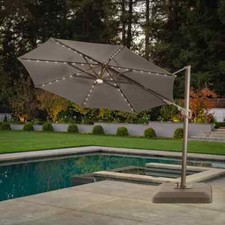 SunVilla 11ft Solar LED Round Cantilever Umbrella (SRP £599) *NEW BUT NO BASE*