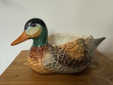 Vintage Hand Painted Porcelain Duck Bowl Ornament Trinket Holder