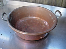 Vintage French JAM PAN Large Round Copper Bowl Very Heavy 4kg 39cm