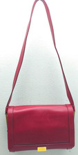 Smythson of Bond St red leather shoulder bag handbag with grey silk lining