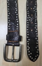 HUGO BOSS~ORANGE~MENS BLACK STUDDED LEATHER BELT~UNUSUAL ~SIZE 42, 106~GOOD COND
