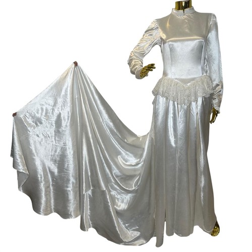 Vintage 40s white satin - 40s, long