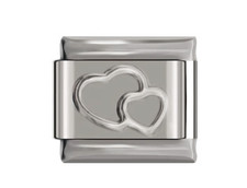 Double Heart Italian Charm