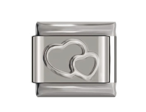 Double heart italian charm - double,