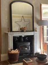 Stylish Black Polished Granite Hearth in good condition.