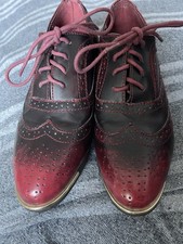 Ladies Burgundy/Black Dolcis Brogue with Gold Trim Nwots Size 3