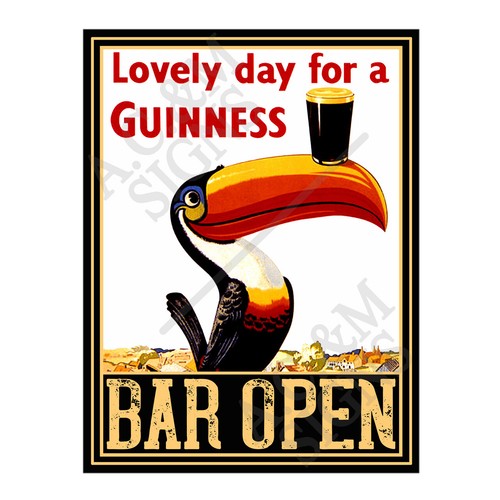 Bar open metal tin - open, plaque