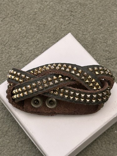 Leather studded cuff - leather,