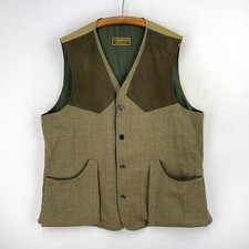 Cordings Tweed Shooting Vest Mens 54 Green Windowpane Wool Gilet Waistcoat