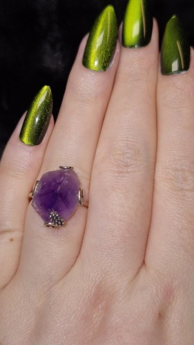 Raw amethyst point ring s925 - raw,