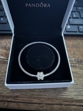 Genuine Pandora Moments Shine Bright Mesh Bracelet Snowflake Silver Bangle