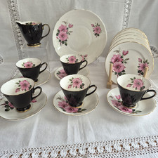 Old Royal Black and Roses Bone