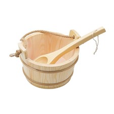 Wooden Sauna Barrel and Ladle with Handle Portable for SPA Sauna Room Home