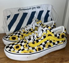 Vans Old Skool Sunflower Customised Trainers Size 9 UK with dust bag. (B1) 