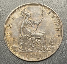 1891 Victoria Copper Penny coin