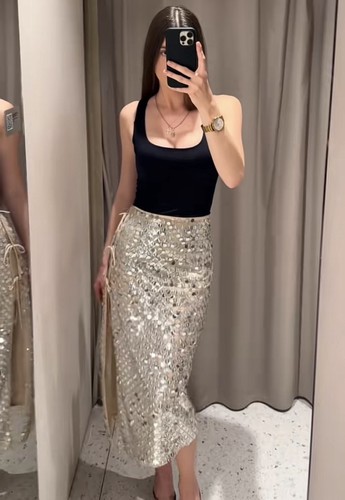 Zara asymmetric sequin midi - zara,