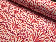 Pink Ikat Floral Fan Damask