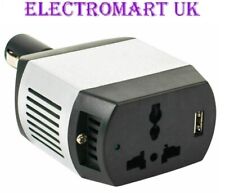 12V TO 240V MAINS POWER ADAPTOR INVERTER PLUG IN CAR USB SOCKET 75W