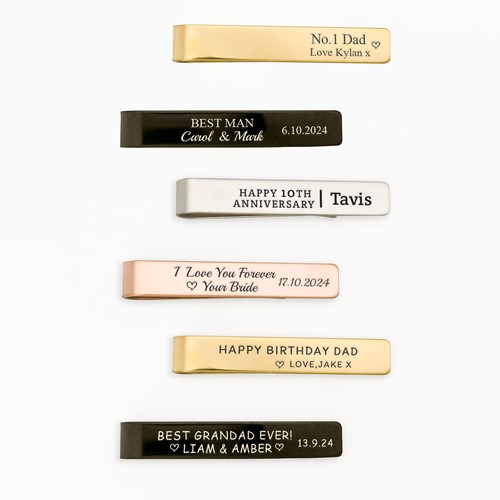 Personalised mens tie clip - tie,