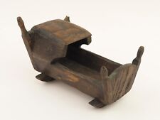 Antique English Oak Doll Cot Rocking Wooden Crib Vintage Dollhouse Miniature