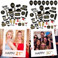 Happy 16/30/40/50/60th 21st Birthday Frame Photo Booth Paper Props Party Decor