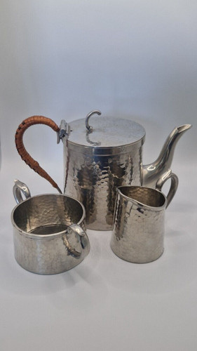 Hammered pewter tea service