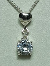 Silver Round Cubic Zirconia Pendant Necklace