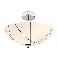 Ceiling Light Crosbie Semi-Flush Modern White Glass Shade Chrome Uplighter