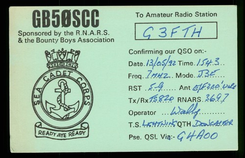 Qsl radio card gb50scc - qsl, uk