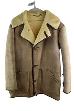 ANTARTEX Beige Sheepskin Coat size 38S Mens Shearling Overcoarl vintage Casual