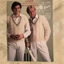 Emu knitting pattern 4882. Aran cricket Sports sweater 36-44" Original