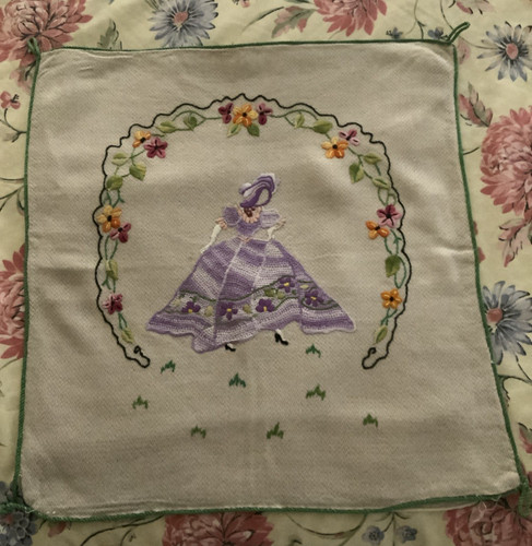 Hand embroidered cushion cover - hand,