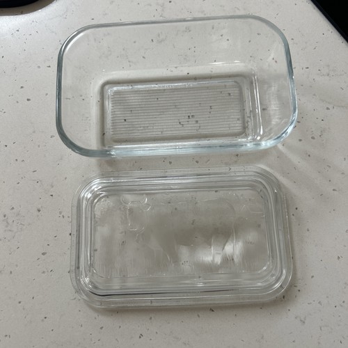 Vintage arc glass butter dish - vintage,