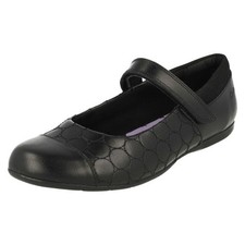 NEW Clarks Girls DANCE BUZZ Black Leather School Shoes UK Size 13F/EUR 32