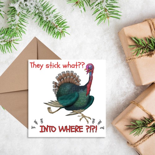 Funny turkey christmas card - turkey,