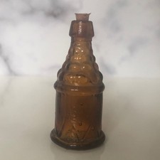 Vintage Taiwan Brown Glass Miniature Wine Bottle with Stopper