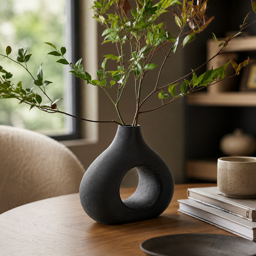 Printed boho circular vase - printed,