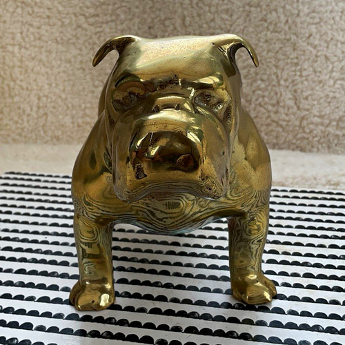 Brass bulldog dog figurine - , /