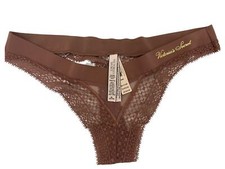 Victorias Secret Brown Lace Brazilian Thong Panty Nightwear Lingerie Medium 1PK