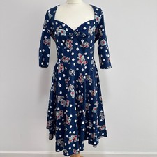 Hell Bunny Dress 2XL Retro 50s Style Blue With Anchors EX Condition Rockabilly