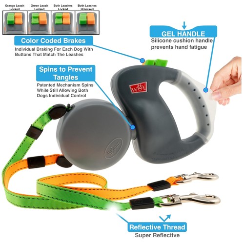 Dual doggie retractable leash - dual,