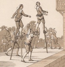 SPAIN STILT WALKER - Children Dancing 18th Century  1888 Antique Print w Video