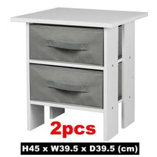2 x White Wooden Bedside Table Drawers Cabinets Small 3Tier Side End Storage PVC