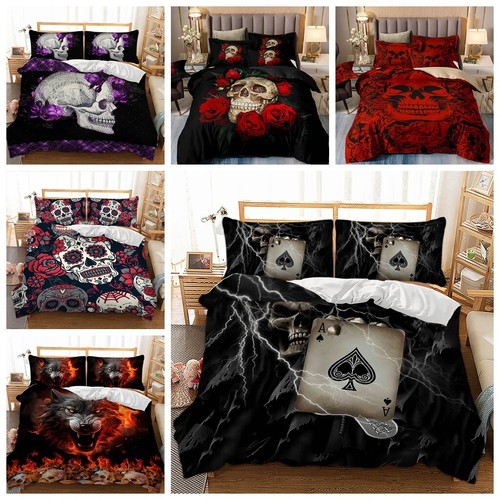 Skull florals duvet cover - skull,