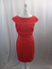 Adrianna Papell lace shift dress coral pink size 10 sleeveless with zip back VGC
