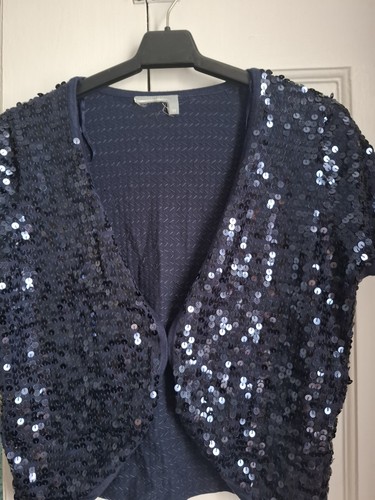 Navy sequin embroidered bolero - navy,