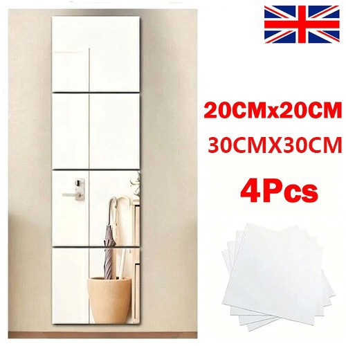 4pcs 30x30cm mirror tiles wall - 30x30cm,