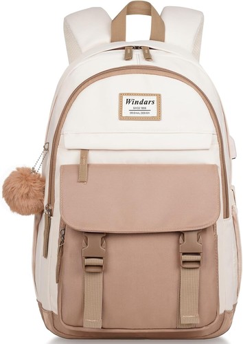 Fashionable khaki backpack - khaki,