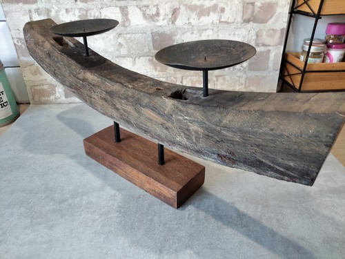 Rustic candle holder made - candle,