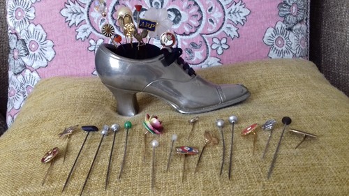 Vintage pewter shoe pin - vintage,
